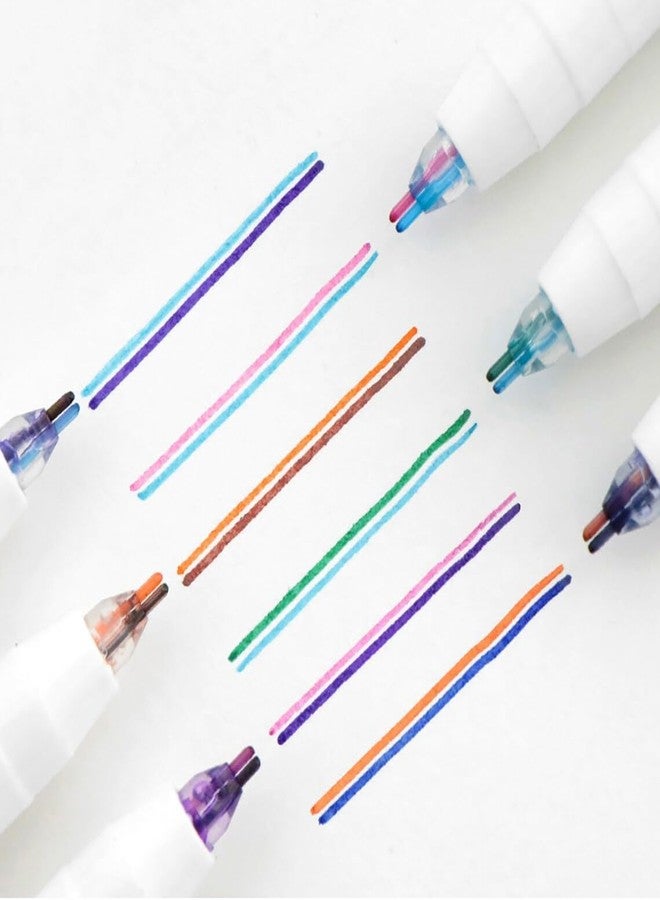 COOFANDY 2 Lines Gel Pen Marker, Draw Two Lines Simultaneously, Home Office School Supply, Drawing Pen Set for Journaling Scrapbook, 6 Highlighter Pen with 12 Colors, Birthday Return Gift For Kids - Image 2